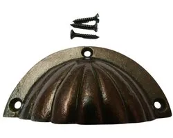 Fluted Cup Pull Handle Antique Copper on Iron