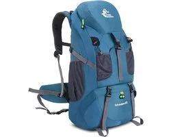 SnelShoppen - Lichte waterdichte wandelrugzak 50 liter, multifunctionele dagrugzak voor klimmen, kamperen, reizen, met schoenenvak, blauw/groen, ideaa