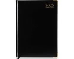 G4GADGET 2026 A5 Dagboek Week om te bekijken - Zwart | Compacte weekplanner met Britse feestdagen en wereldwijde informatie | Hardback Organizer voor leraren, studenten en kantoorgebruik, A5 week op