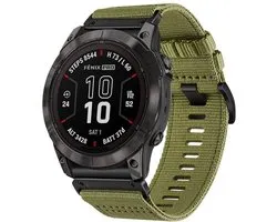 Bracelet en nylon - compatible avec Garmin Fenix 3 / 5X (Plus) / 6X (Pro) / 7X (Pro) / 8 (51 mm) / Tactix (7) / Descent Mk 51 mm / Instinct 2x / 3 - 50mm / D2 / Epix Pro 2 (51 mm) - vert armée