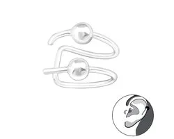 ear cuff zilver met bolletjes | oorklem dames zilver | chain Ear Studs | zilverana | Sterling 925 Silver | zilveren oorbellen dames