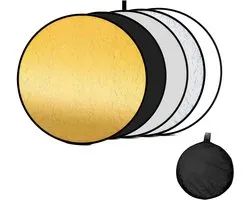 SnelShoppen - 5-in-1 Light Reflector 60cm - Rond Vouwbaar Reflectiescherm - Licht Diffuser voor Studio, Portret, Feest, Selfie, Bruiloft Fotografie -