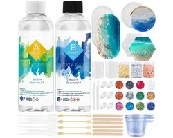 RONN® Epoxy Starterspakket - Zelf Sieraden Maken Set – Resin Starterskit Inclusief Giethars En Mallen – Diversekleuren - 29cm x 15cm x 22cm