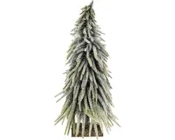 Artificial Mini Pine Tree on Wooden Foot Iced Snow Christmas Tree Art Artificial Fir Tree Small Christmas Tree Christmas Decoration