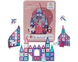LearnetiQ Prinsessen - 54 stuks - Mini Magnetic Tiles - Deluxe Travel Set – Magnetisch Speelgoed – Reisset - Speelgoed voor onderweg - Speelgoed voor in de auto in het vliegtuig - Compatibel met Magna Tiles Travel Set – Mini Tiles - Speelgoed Cadeau