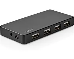 USB hub - 4-poorts - USB 2.0 - 480 Mbps - Incl. voeding - Zwart - Allteq