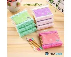PRO-Deals - Coton-tiges Bambou - 100 pièces - 100% Recyclable - Vert - Biologique