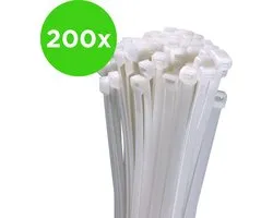 Eleganca Kabelbinders - 200 Stuks - Tie Wraps - Kabel Organiser - UV-bestendig - Tyraps - Draagkracht 55 kg - 7.6 x 380 mm - Wit
