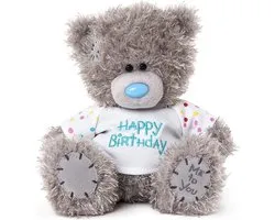 Knuffel - Beer - Happy birthday - Met stipjes - 16cm