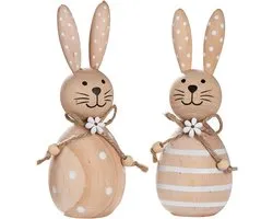 CULT at home Modern Easter Bunny with Bow Set of 2 Easter Decorative Figures for Easter Made of Wood, Height 15 cm - ShopVlot