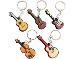 BJH Guitar Keychain Cartoon Silicone Keychains 5pcs Cartoon Silicone Keychains 3D Pendant Rubber Keychain LX - ShopVlot