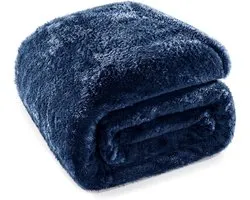 Whale Flotilla Microfibre Warm Fleece Blanket, Sofa Cover, Super Soft and Cuddly Plush Blanket, 230 x 270 cm, Navy Blue