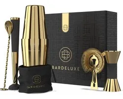 BarDeluxe cocktailset, 5-delig, met receptenboek, goud