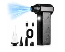 AirDuster Sans Fil - Souffleur d'air comprimé rechargeable - 130 000 tr/min - 4 vitesses - USB-C - avec lampe de travail