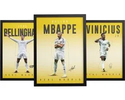 Real Madrid - Star Collection 2025 - 3 Posters - Formaat 30 x 40 cm - Kylian Mbappé - Vinicius Júnior - Jude Bellingham - Geschikt om in te lijsten - Voetbal Poster - Mbappe