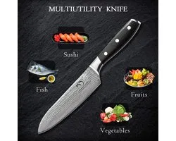 VG10 Damascus santoku knife, 7 inch, ultra-sharp