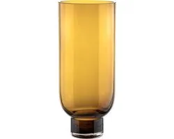 Moderne glazen vaas - SOLDEN -25% - Belgische merk - sober design, lang model, cilindrische vorm op een stevige voet, amberkleurig, Element Accessories: OMAHA18AM