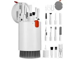 20-in-1 keyboard schoonmaakset – met borstel, voor laptop en telefoon,Draagbare displayreiniger – geschikt voor tablet, pc, camera en headset – wit