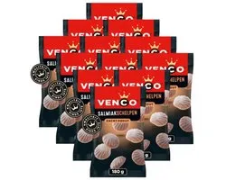 Venco Salmiakschelpen 12 x 180 gram – Knapperige Drop met Romige Salmiakvulling