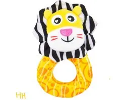 Lamaze - Logan the Lion Rattle/Teether - rammelaar leeuw - bijtring dier - stof zacht - knisperend - dierenrammelaar - kraamcadeau