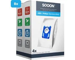 SQOON® Sacs d'aspirateur adaptés à AEG / Electrolux / Philips Standard-BAG | 8 pièces