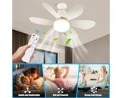Ulikey Plafondventilator met licht, ventilatorlamp, ventilator met afstandsbediening en licht, stil, 3 snelheden en 3 kleurtemperaturen, dimbaar, voor woonkamer en slaapkamer