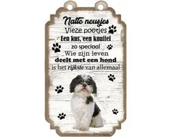 Boomer. Houten tekstbordje met hond 20 x 12 cm.