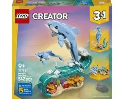 LEGO® Creator 3in1 Animaux marins : Magnifiques Dauphins - Reconstruit en Hippocampe ou Crabe - 31385