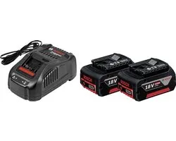 BOSCH PROFESSIONAL Accu En Lader - Starterset - Met 2 x GBA - 18 V - 5,0 Ah - Snellader