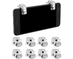 Gamingcontroller Activeert 8 Pc's R11 Vier Zes Vingers Assistent -knop Mobiele Trigger voor Gaming voor Pubg -telefoon (Zilver)