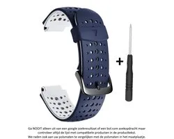 Bracelet de montre en silicone Blauw Wit compatible avec les modèles Garmin Forerunner 220, 230, 235, 620, 630, 735XT, Approach S20, S5 et S6 - bracelet de montre - bracelet - bracelet - silicone - caoutchouc