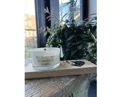 Creaties van Hier - Flessenpost Kaars My Flame met plankje (hartjes) - Met tekst Only the best moms get promoted to grandma