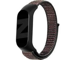Bandz Nylon bandje - geschikt voor Xiaomi Mi Band 3 / 4 / 5 / 6 activity tracker - comfortabel nylon bandje met klittenbandsluiting - zwart mix