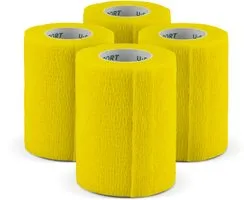 U-Sport Athlete Sock Wrap - Jaune - 4 pièces - 7,5 cm x 5 m - Auto-adhésif - Bandage cohésif - Pour Voetbal & Chaussettes de préhension