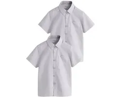 Next - Jongens - Set van 2 schoolshirts met korte mouwen en standaard pasvorm - Grijs