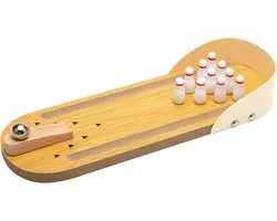 Mini Desktop Bowling - Houten Mini Bowling Game Set - Bowling Alley met 10 Pin - Vaardigheidsspel voor Volwassenen in het Kantoor - Feest of als Speelgoed voor Kinderkamer