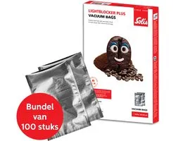 Solis LightBlocker Plus Vacuumzakken Voedsel 20 x 30 cm Bundel - Geschikt voor Diepvries, Magnetron en Sous Vide Koken - Beschermt tegen Licht, Lucht en Stoom - BPA-Vrij - Vacumeerzakken - Vacuum Opbergzakken - 2 x 50 Stuks