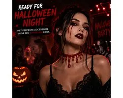 Happy Goodies Halloween Bloed Choker – Druipend Bloed Halsketting – Horror Choker – Halloween Kostuum Accessoire voor Vampier, Zombie & Demon