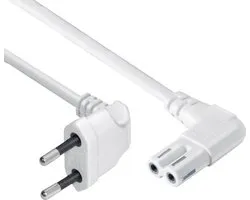 Câble d'alimentation Transmedia avec fiche coudée C7 et fiche coudée - 2x 0,75 mm / blanc - 5 mètres