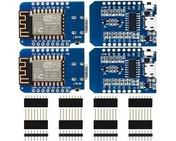 Dailygoods - Dailygoody 4 x 5vD1 Mini Board - WiFi Module - 4 MB Flash Memory - Micro-USB-poort - ESP8266 Chip - Ideaal voor IoT-projecten - Geschikt voor ...