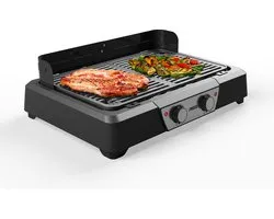 Princess BBQ Tafel Grill 112254 - Zwart - Regelbare thermostaat - Tafel BBQ - Grill apparaat - Groot bakoppervlak - 2000W