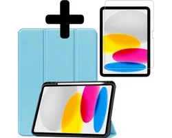 iPad 10 2022 Cover Luxe Case Book Case Hard Cover With Pencil Holder With Screen Protector - iPad 2022 Case Bookcase - Violet