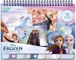 Disney Frozen Stickerpuzzel - Doeboek - Stickeren op nummer - 10 puzzels, 5 stickervellen en 10 kleurplaten - Speelgoed Kinderen - Knutselen - Voor meisjes en jongens - Ook voor kleuters - Vanaf 3 jaar - Totum