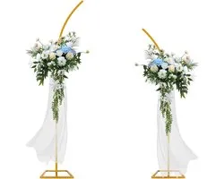 Metal Flower Arch Stand Kit for Wedding, Anniversary and Proposal - Gold, Semicircular Arch Stand - 8FT & 6.2FT