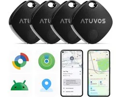 SnelShoppen - Smart Tracker Set van 4 - Air Tag Dual System - Sleutelvinder - Compatibel met Apple en Android - Object Finder voor Tassen, Koffers, Sl