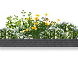 Bordure de pelouse 5 m, palissade de jardin aspect pierre, bordure de parterre, bordure de tonte, pierres de bordure en plastique avec 5 éléments de 100 cm chacun, Anthracite