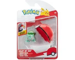 Jazwares Pokémon Clip'n'Go Poké Balls Bulbasaur #1 & Poké Ball Mini-Figuur