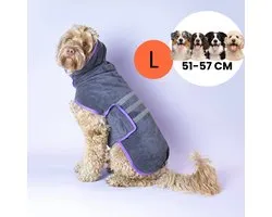 Furry Original® Hondenbadjas - Super Absorberdend - L 51-57 cm - Verstelbare Honden Badjas van Microvezel - voor Medium & Grote Hond - Snel aan/uit met Klittenband - Handdoek Alternatief