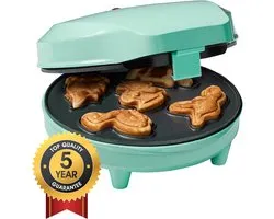 Bestron Wafelijzer - AWMD5M - 700W - Mini cakes - Dino vorm - Mint - 5 jaar garantie