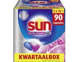 Sun - Vaatwastabletten - Ultra Power Plus - All-in 1 - 90 Capsules - Kwartaalbox